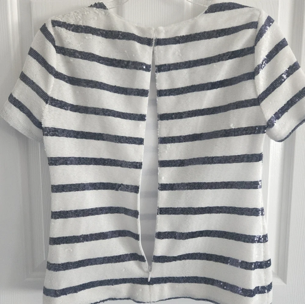 NWT Ralph Lauren Striped Sequin Short Sleeve Blouse - Picture 10 of 12